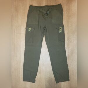 Thrill Olive Utility Cargo Pants with Strap Details